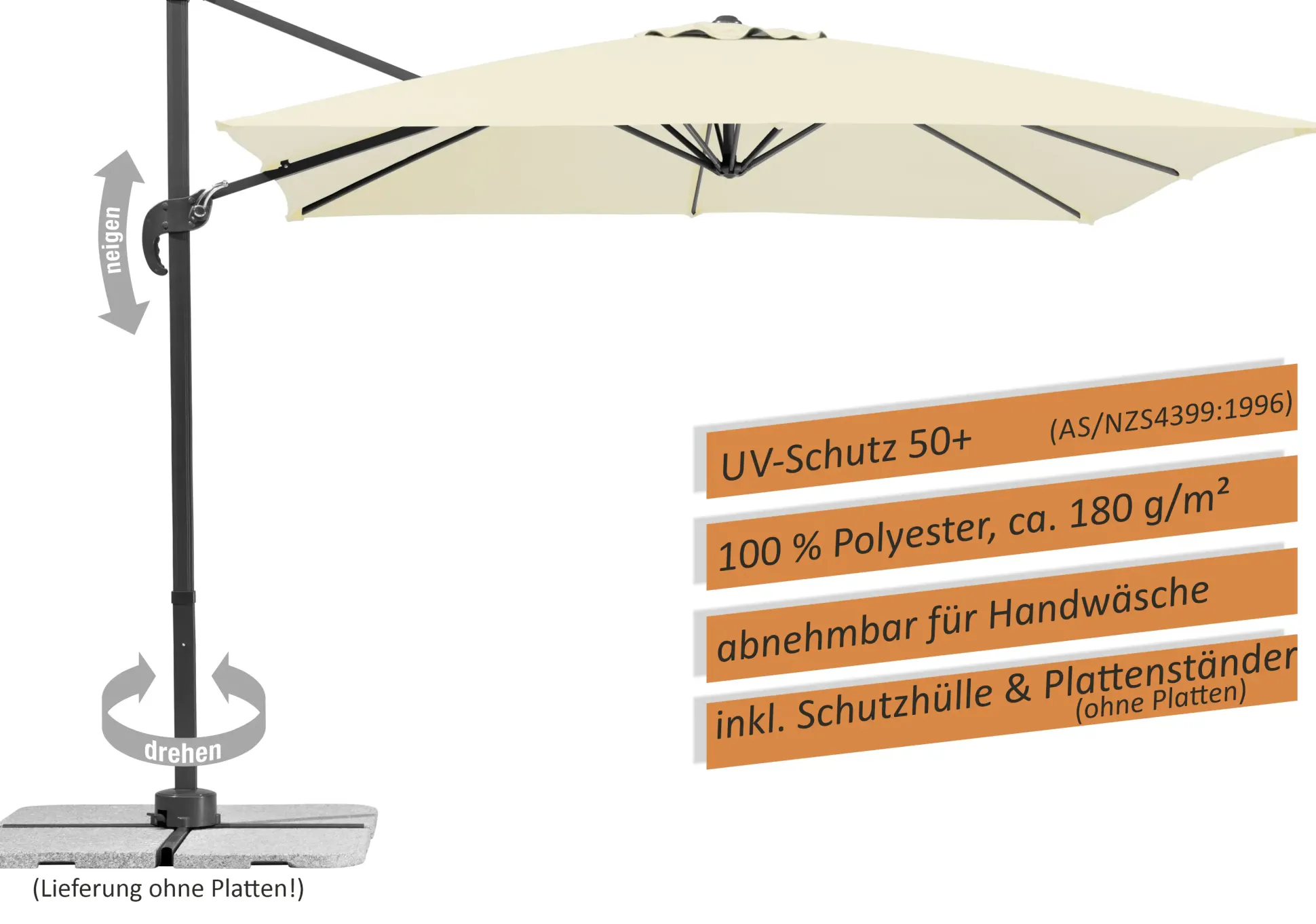 Schneider Ampelschirm Rhodos Junior natur 270 x 270 cm