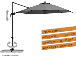 Schneider Ampelschirm Rhodos Blacklight anthrazit Ø 300 cm