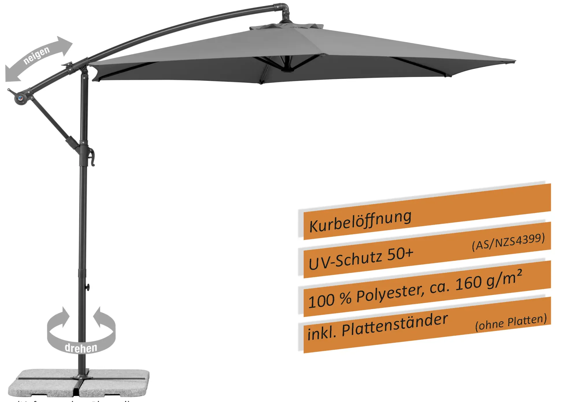 Schneider Ampelschirm Venus anthrazit Ø 300 cm