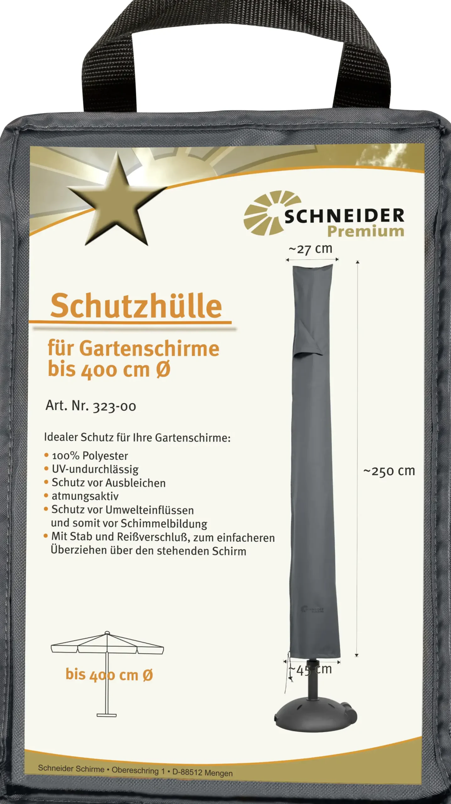 Schneider Premium Schutzhülle für Schirme bis 400 cm Ø und 300 x 300 cm