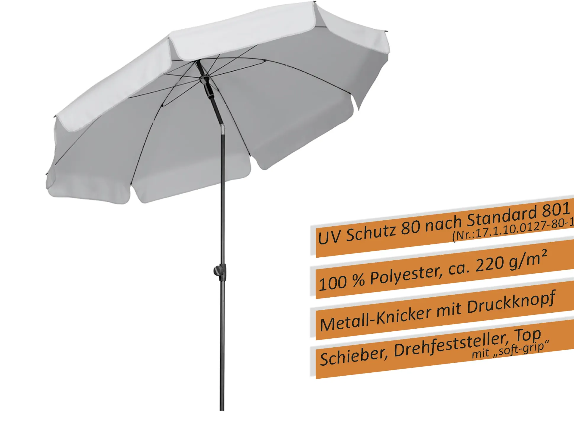 Schneider Sonnenschirm Aquila silbergrau Ø 200 cm