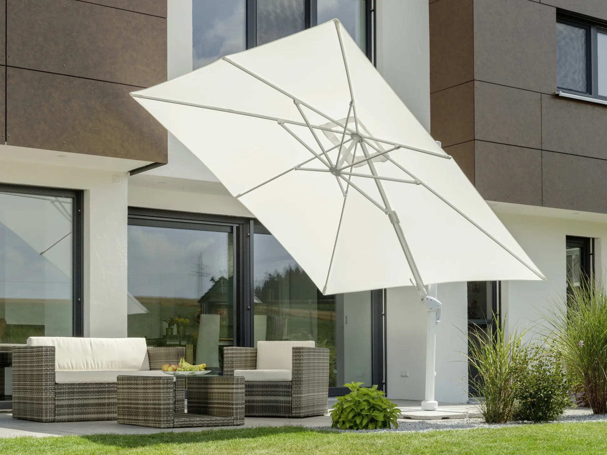 Schneider Sonnenschirm Rhodos Twist Bianco weiß, 300 x 300 cm