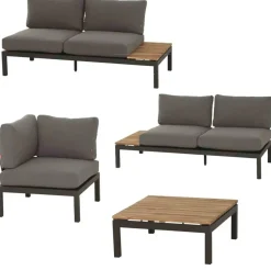 Siena Garden Gartenmöbel-Set Alvida Aluminium/Holz inkl. Kissen 4-tlg.