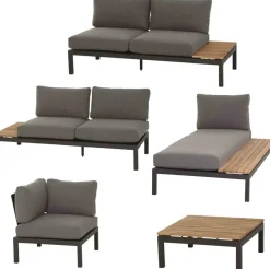 Siena Garden Gartenmöbel-Set Alvida Aluminium/Holz inkl. Kissen 5-tlg.