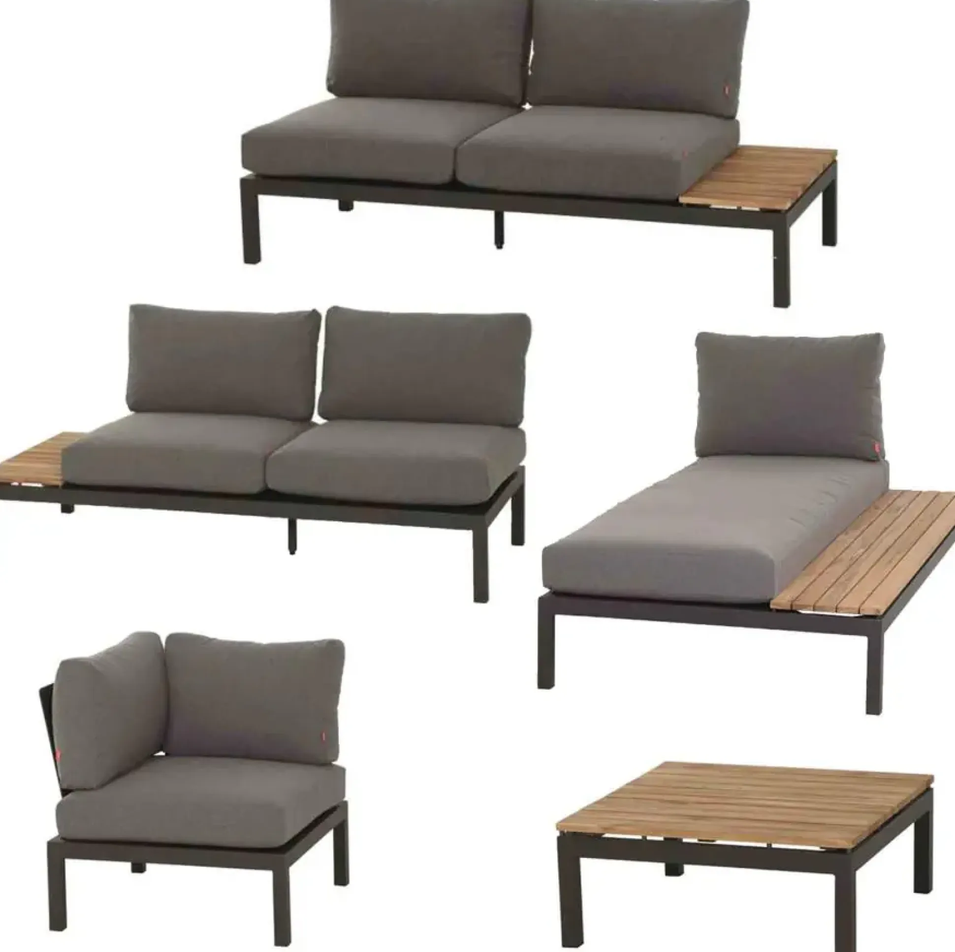 Siena Garden Gartenmöbel-Set Alvida Aluminium/Holz inkl. Kissen 5-tlg.