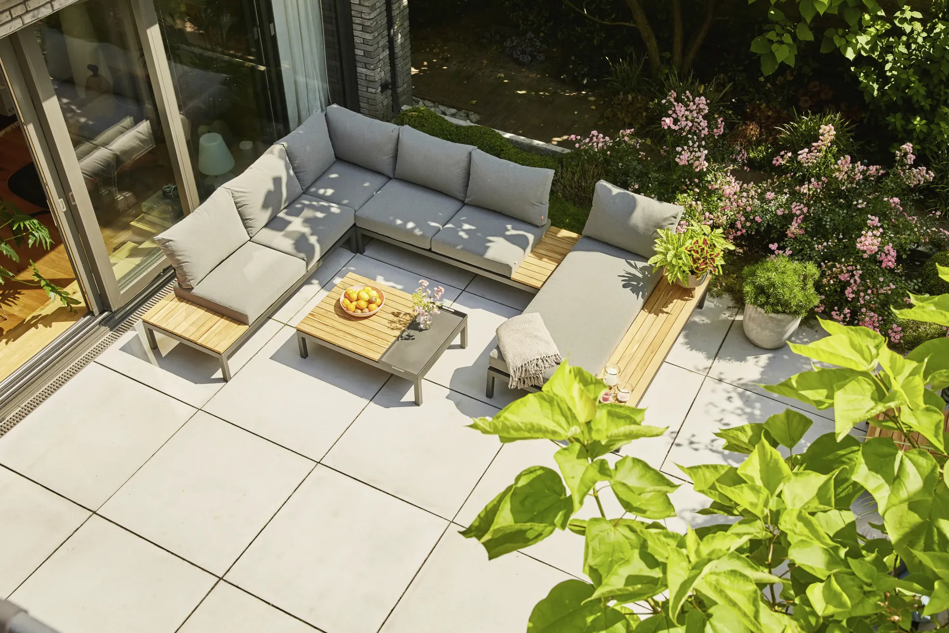 Siena Garden Gartenmöbel-Set Alvida Aluminium/Holz inkl. Kissen mit Tablett 5-tlg.
