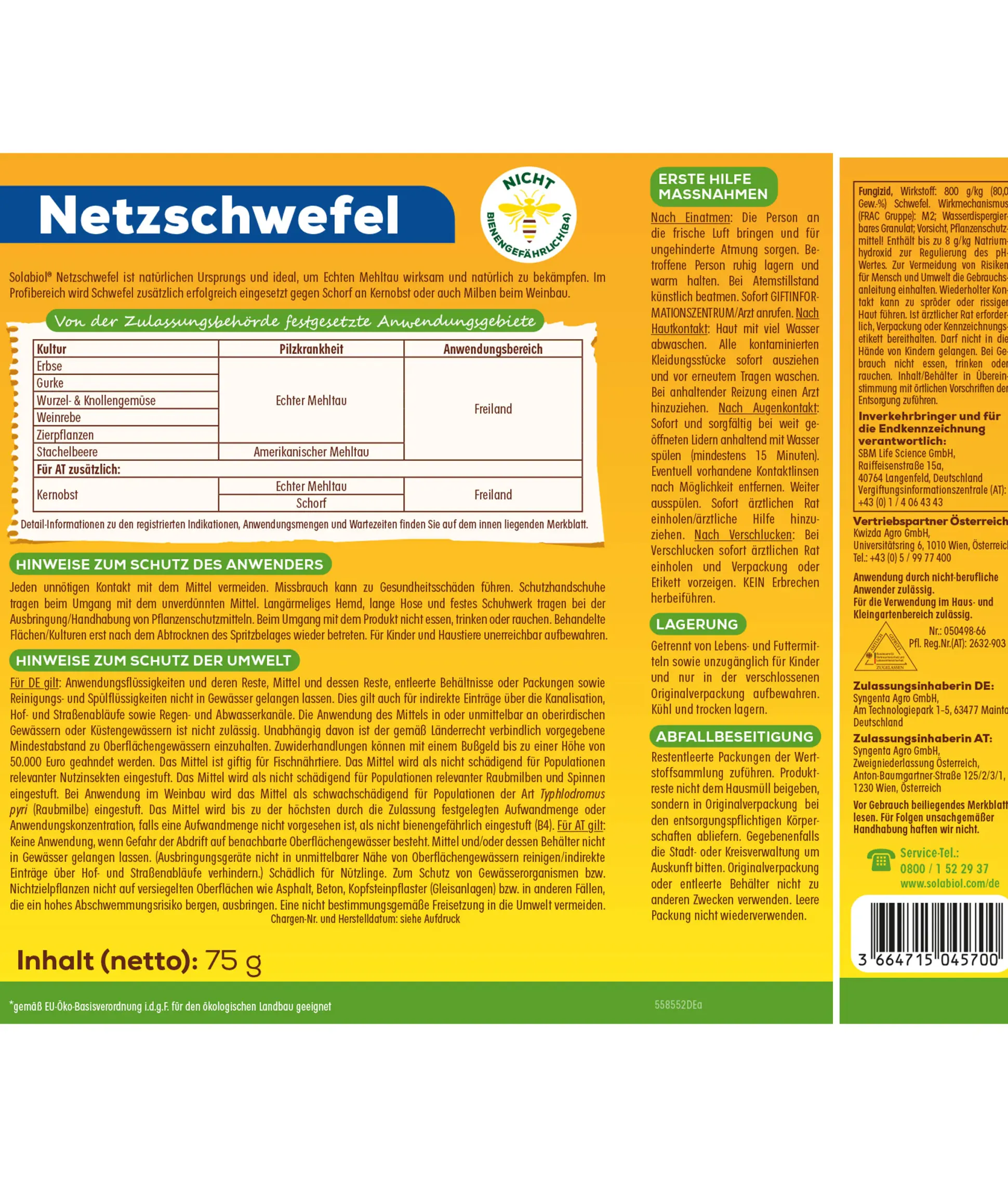 Solabiol Netzschwefel Pilzfrei 75 g