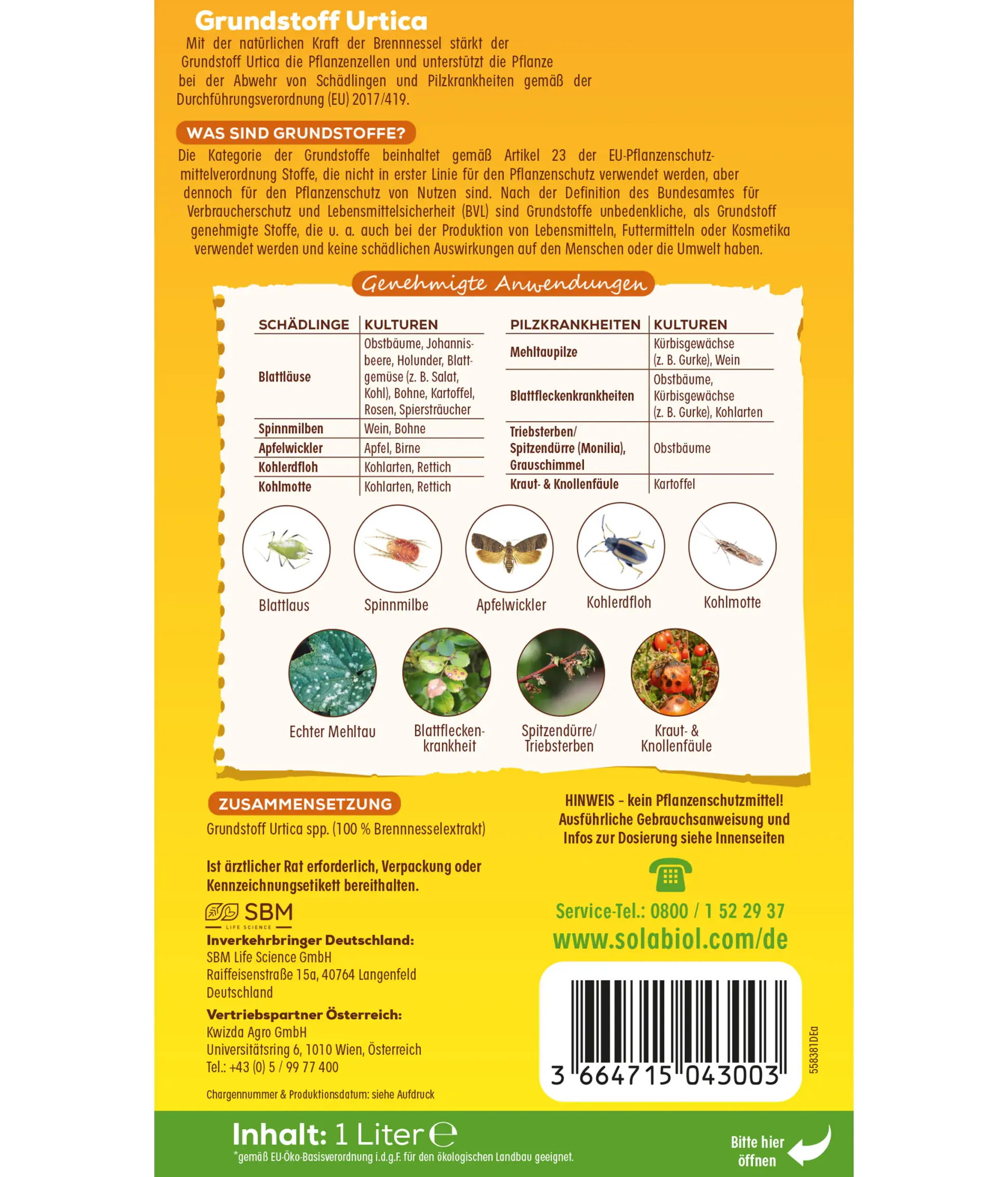 Solabiol Schädlings- & Pilzabwehr Grundstoff Urtica Konzentrat 1 l