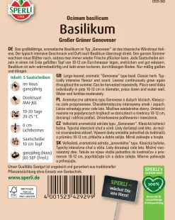 Sperli Basilikum Grosses Grünes Genoveser Saatscheibe