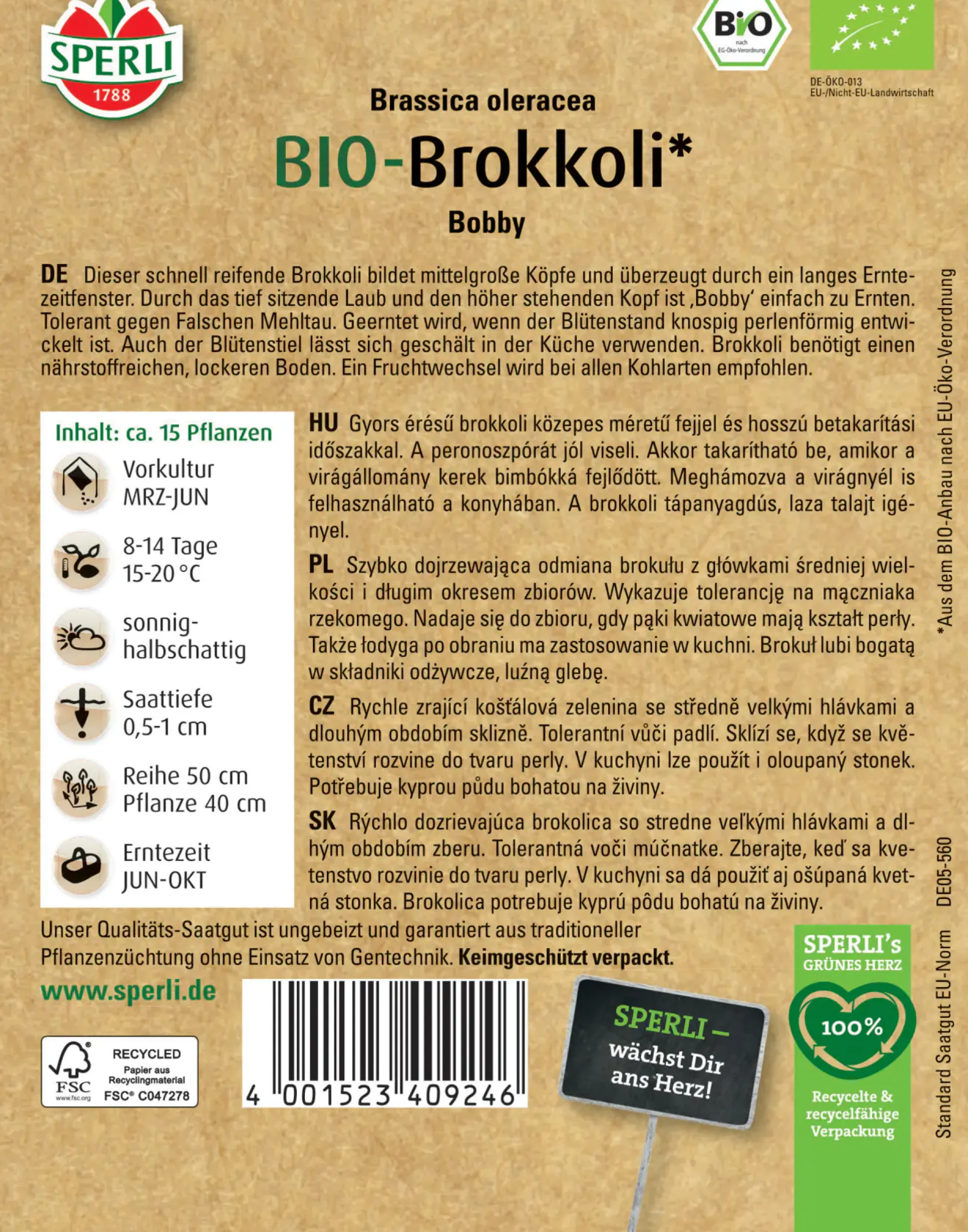 Sperli BIO Brokkoli Bobby