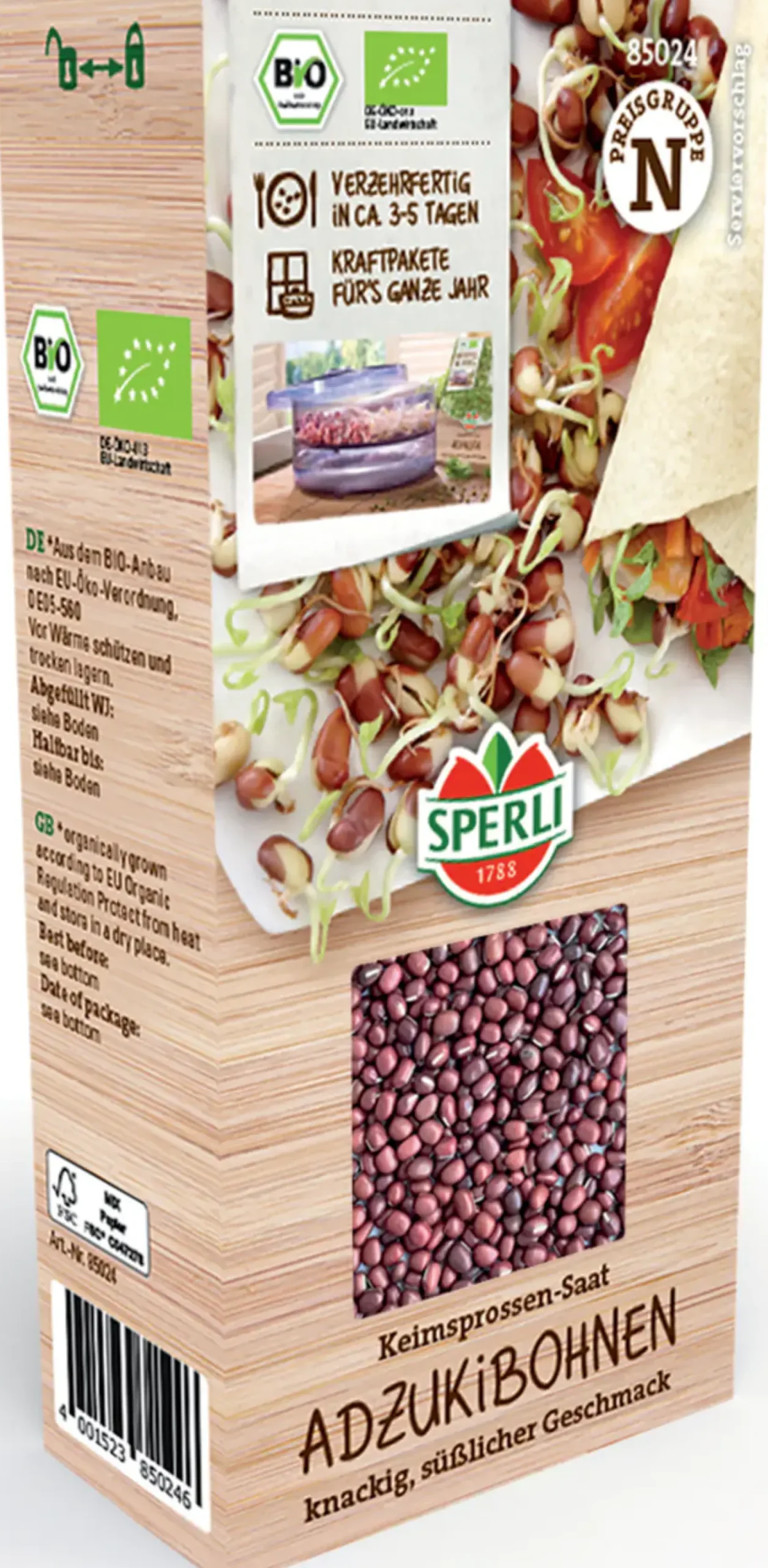 Sperli BIO Keimsprossen-Saat Adzukibohne