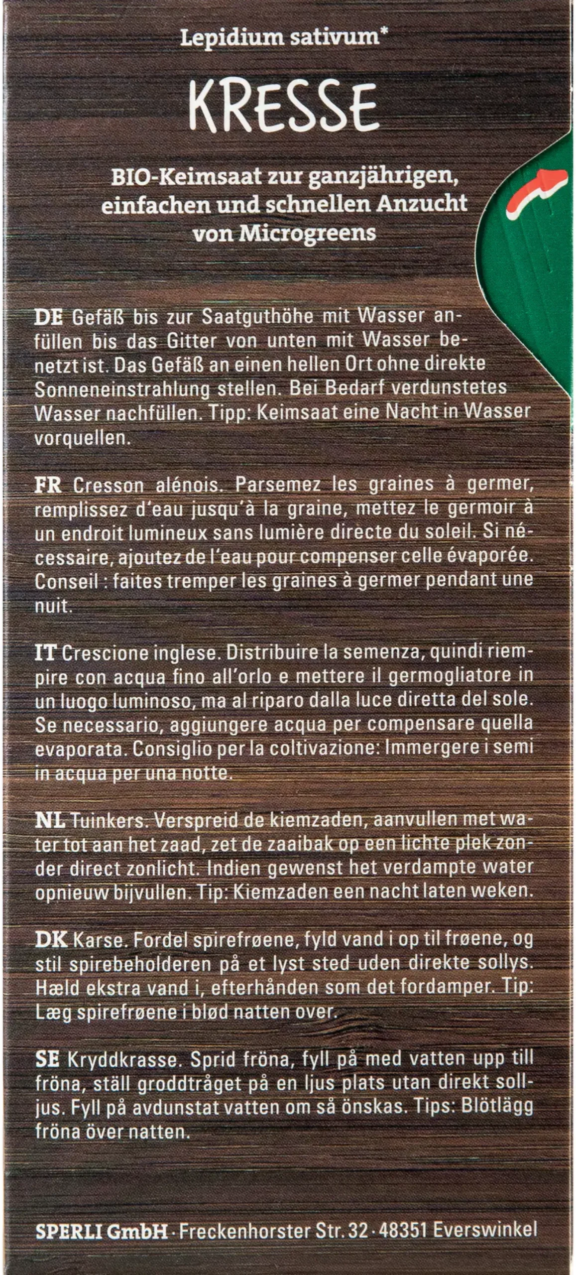 Sperli BIO Microgreen-Saat Kresse