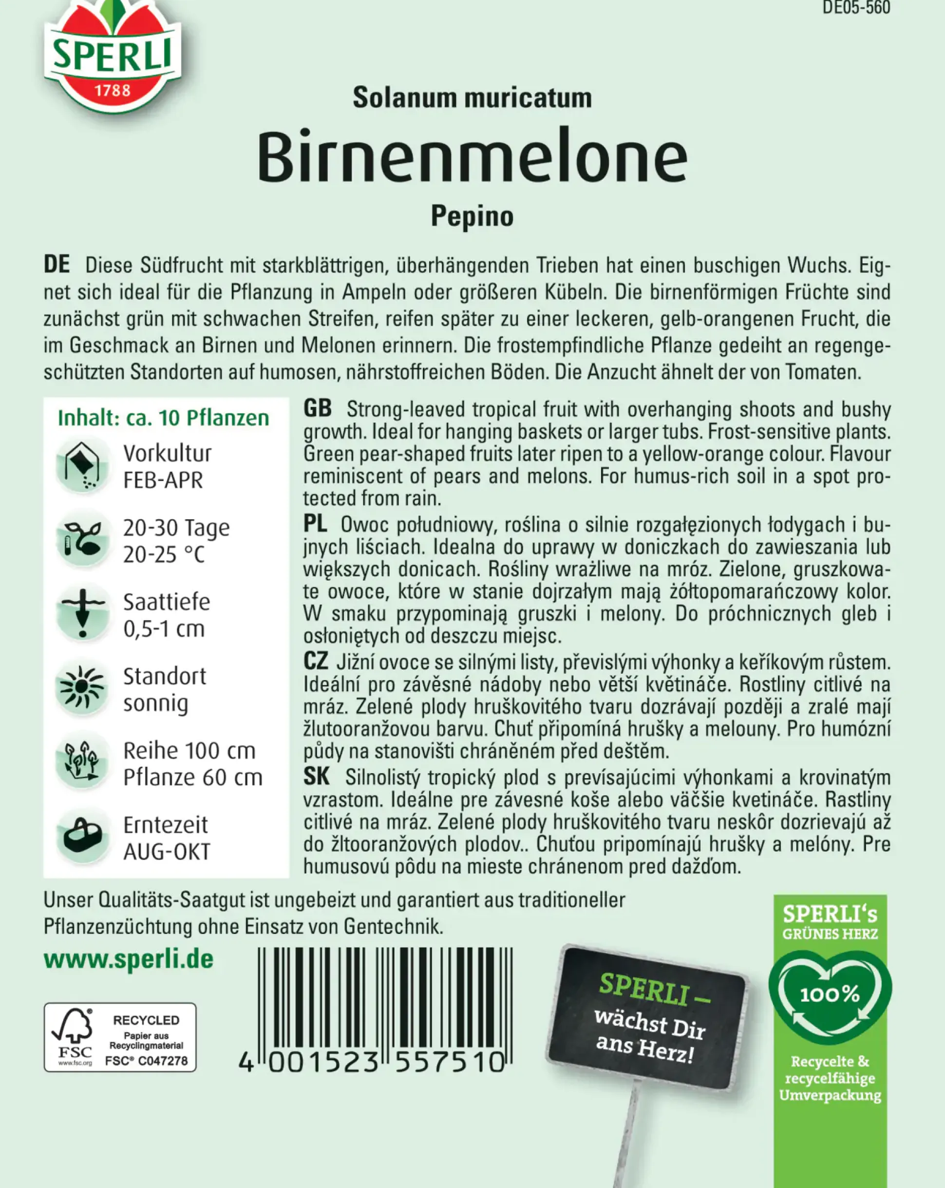 Sperli Birnenmelone Pepino