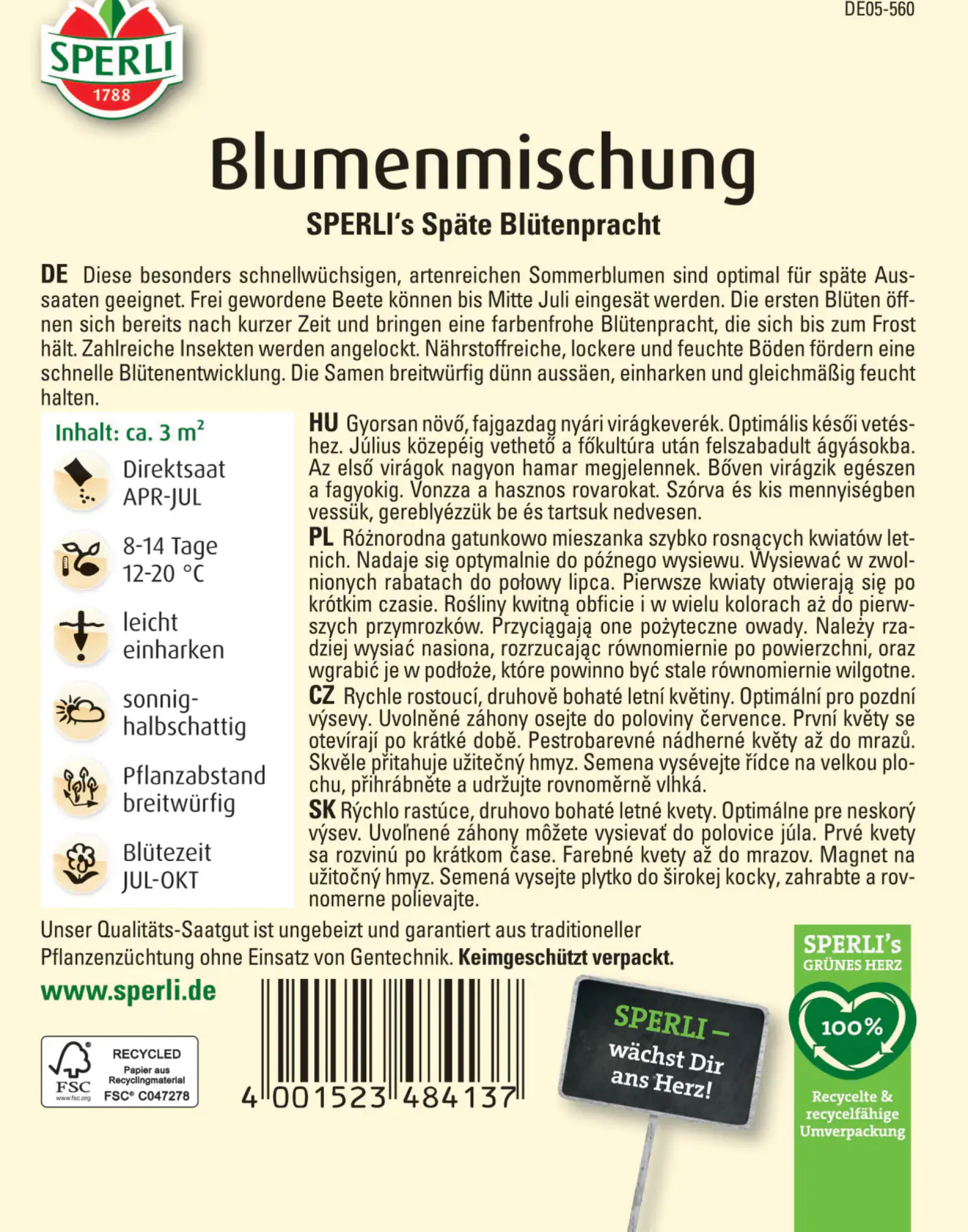 Sperli Blumenmischung SPERLI's Späte Blütenpracht