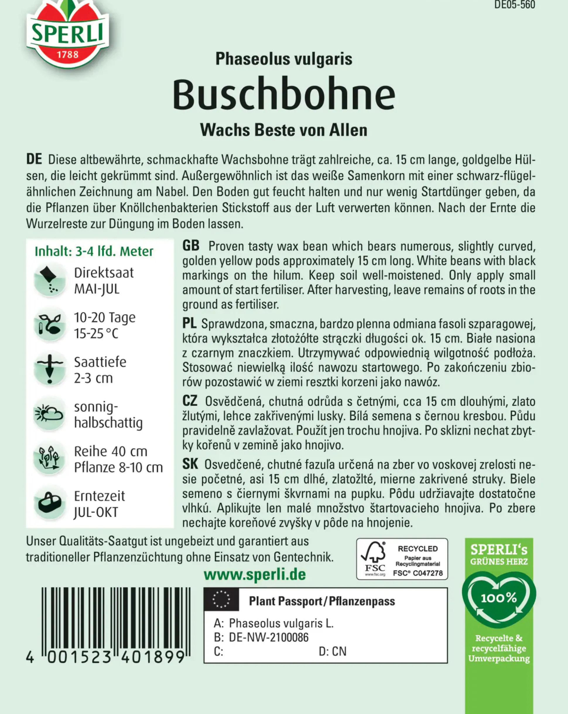 Sperli Buschbohne Wachs Beste von Allen