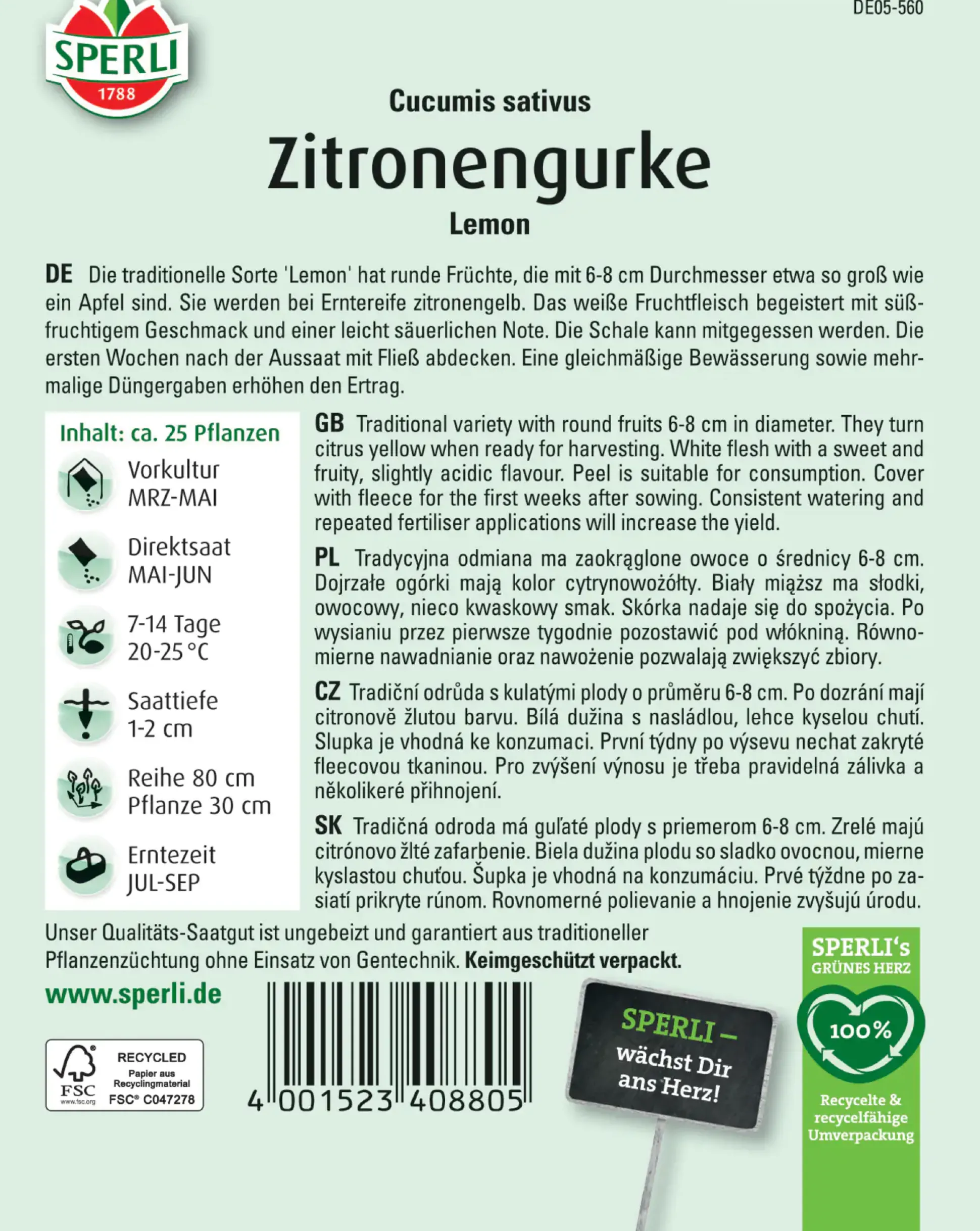 Sperli Zitronengurke Lemon