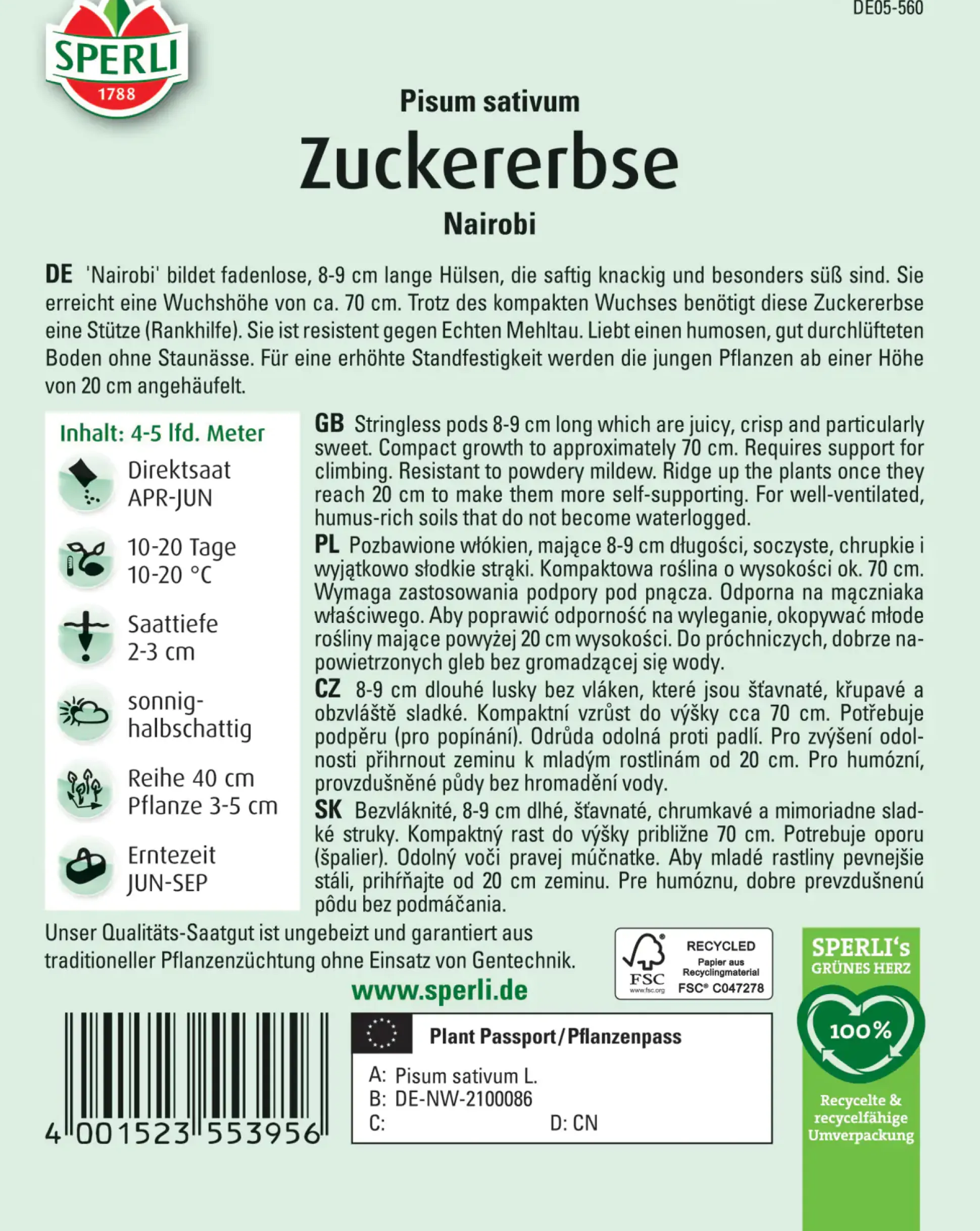 Sperli Zuckererbse Nairobi