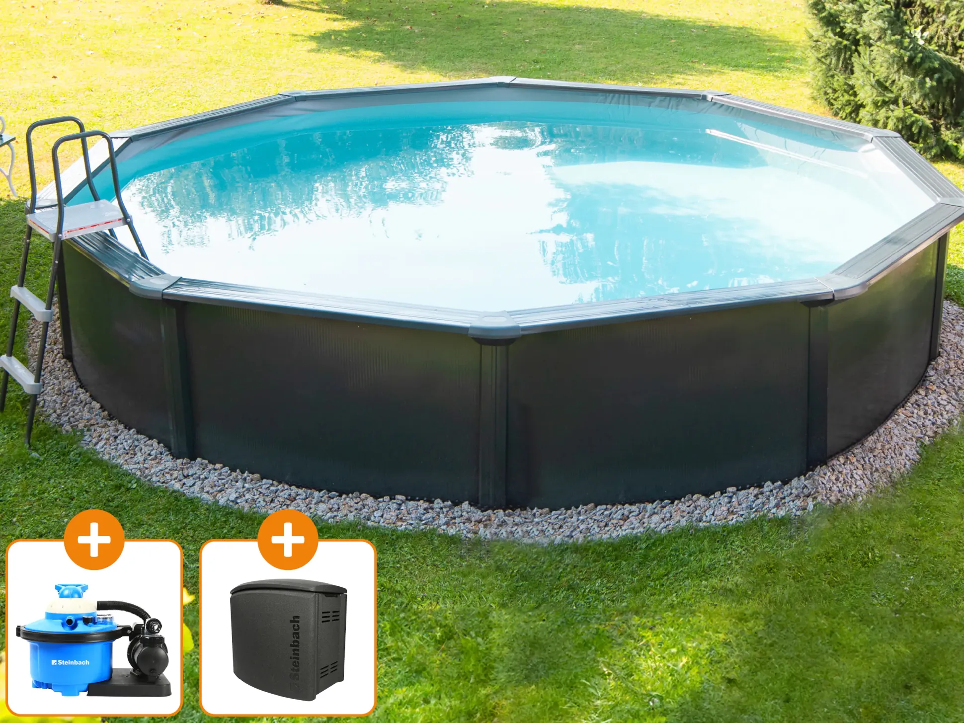 Steinbach Stahlwandpool Set Nuovo de Luxe II medium 460 x 120 cm