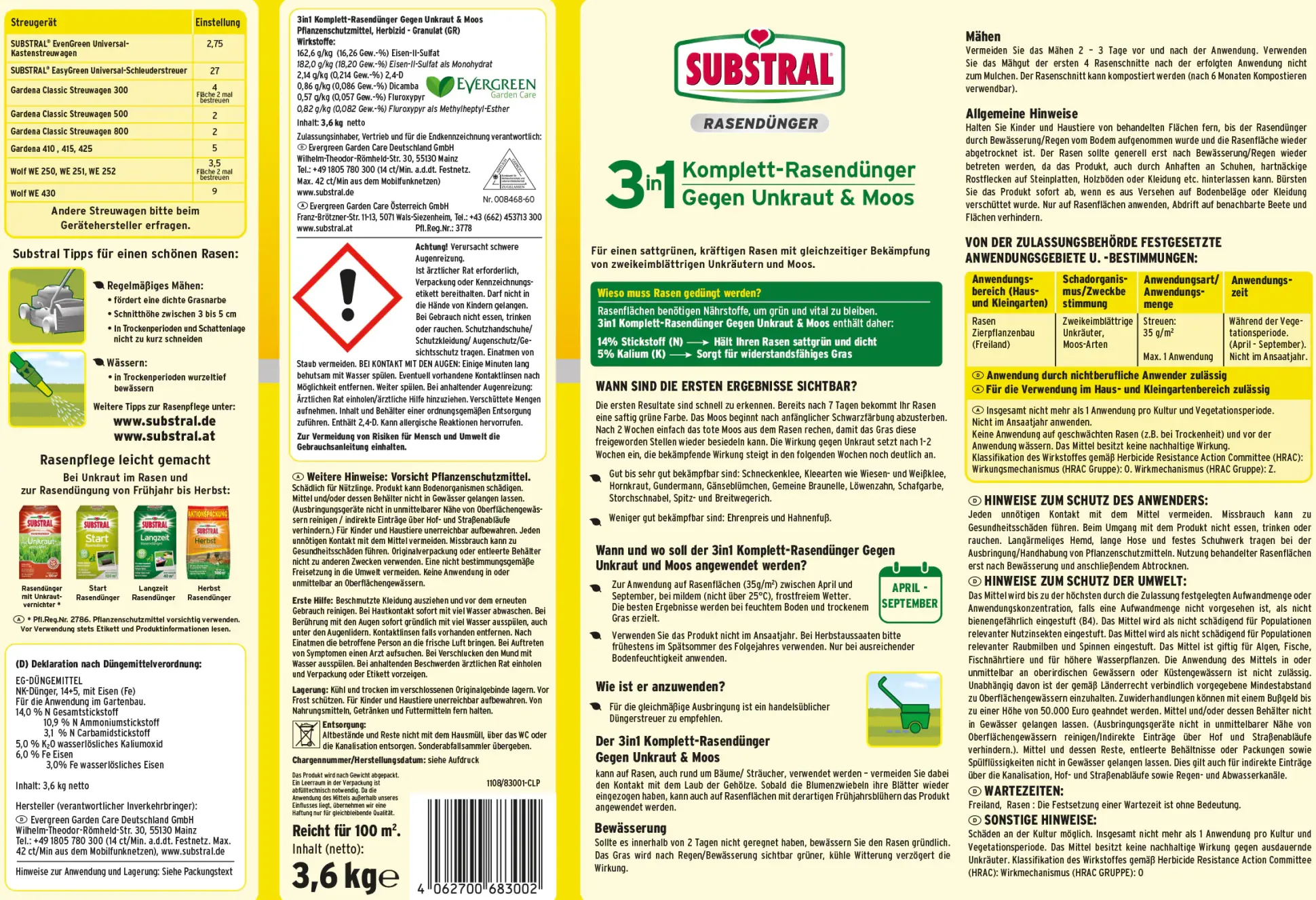 Substral 3in1 Komplettrasendünger für 400 m² 14 kg