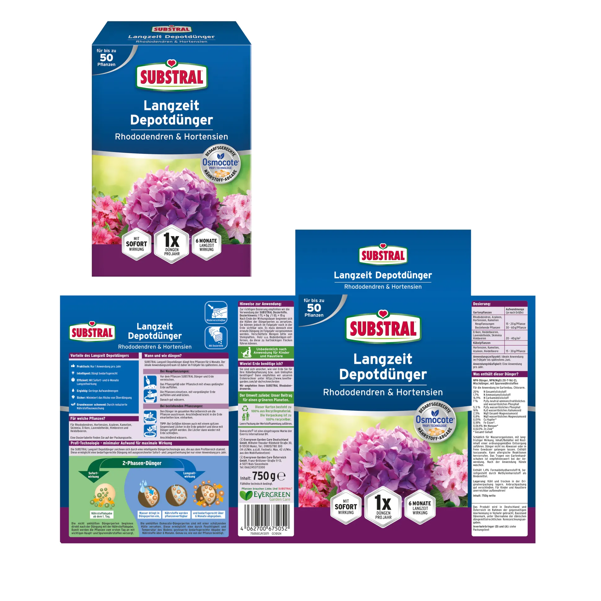 Substral Langzeit Depotdünger Rhododendren und Hortensien 750 g