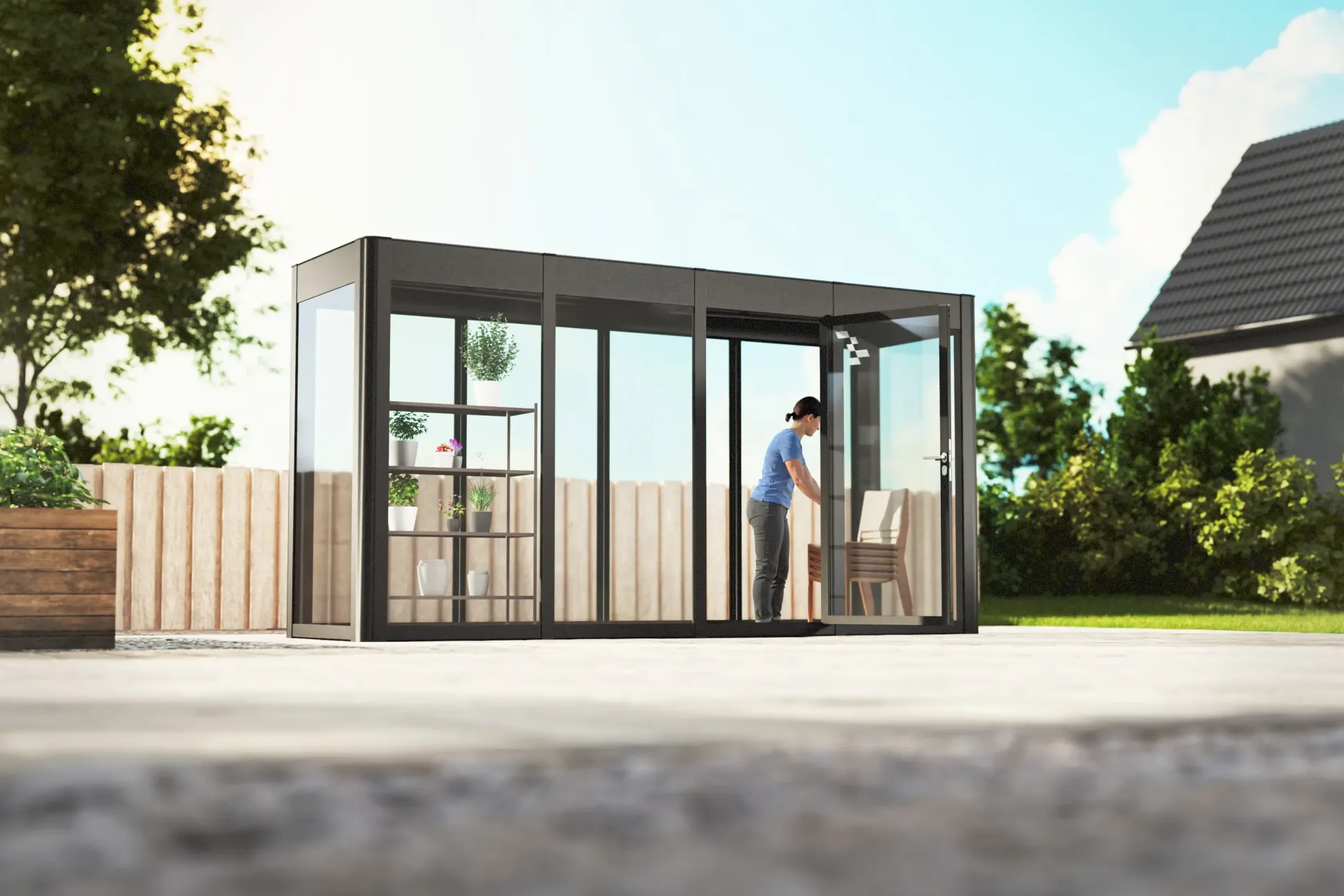 SunElements SunGarden Gartenhaus Infinity 4.1 443 x 128 cm anthrazit-metallic