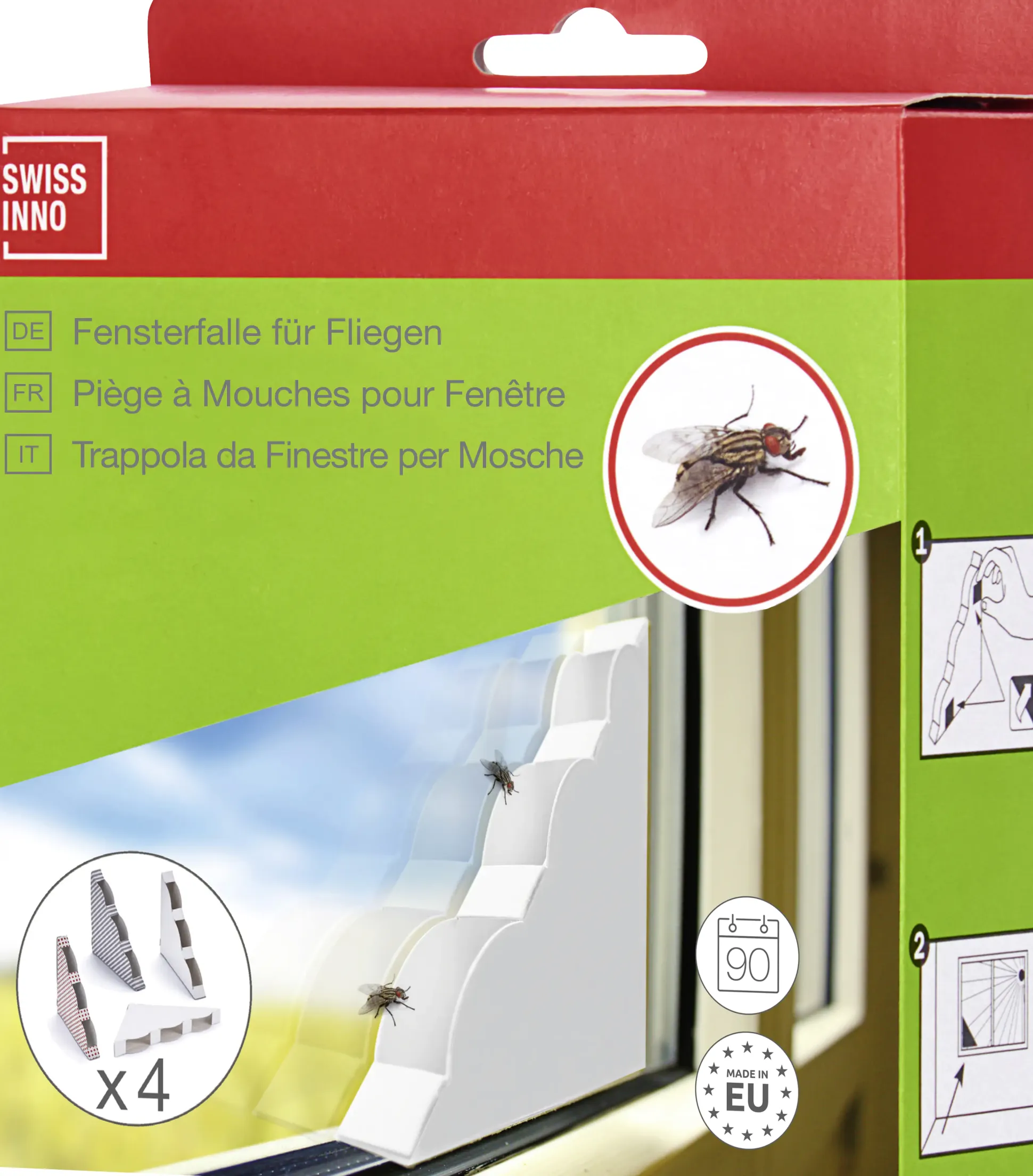 Swissinno Natural Control Fensterfalle für Fliegen 4er Set