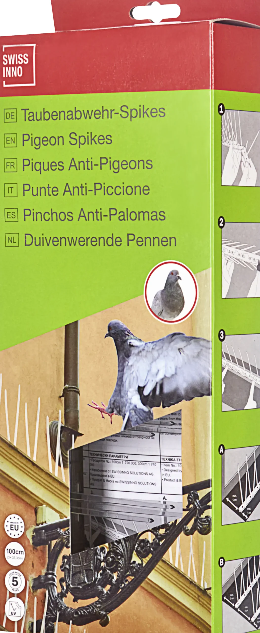 Swissinno Taubenabwehr-Spikes aus Polycarbonat 100 cm