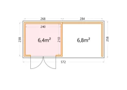 Telluria Gerätehaus Classico Lounge S 2724 rechts EW weiß 552 x 238 cm