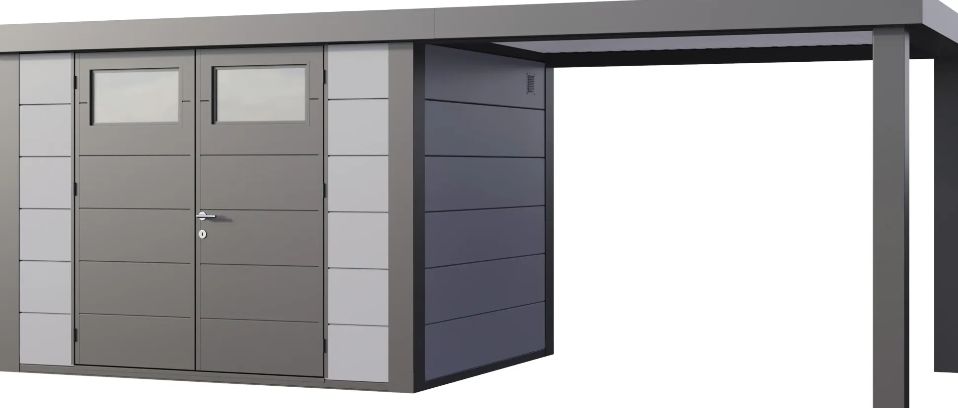 Telluria Gerätehaus Classico Open Lounge L 3024 rechts lichtgrau 582 x 238 cm