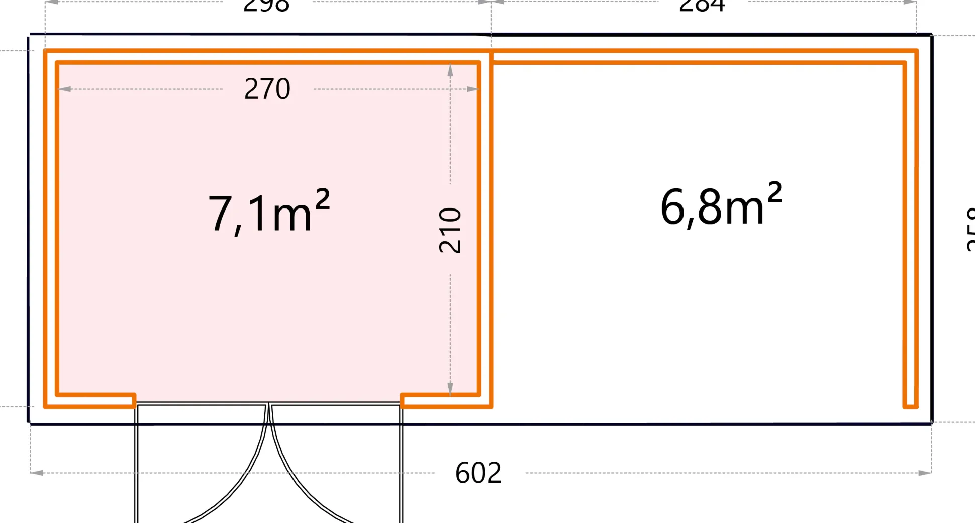 Telluria Gerätehaus Classico Lounge S 3024 rechts weiß 582 x 238 cm
