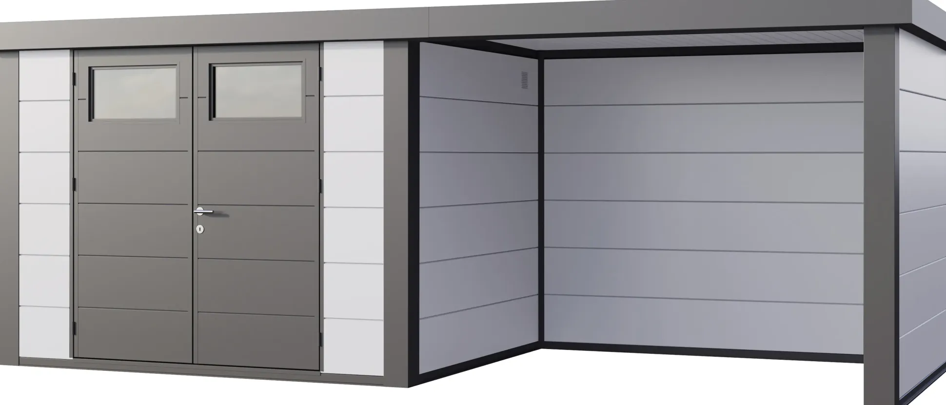 Telluria Gerätehaus Classico Lounge S 3024 rechts weiß 582 x 238 cm