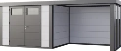 Telluria Gerätehaus Classico Lounge S mit Fenstern 3024 rechts weiß 582 x 238 cm