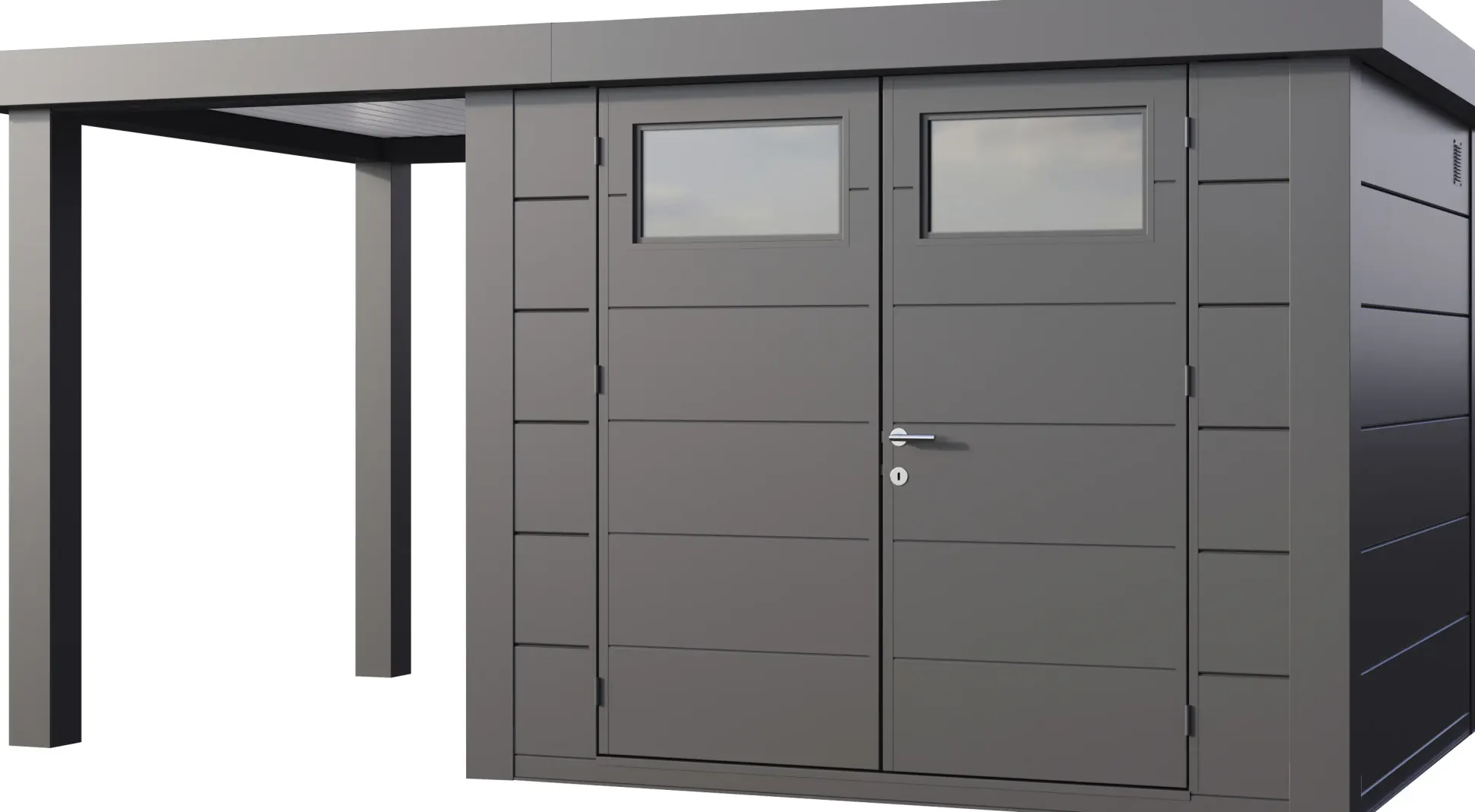 Telluria Gerätehaus Classico Open Lounge S 2724 links granitgrau 436 x 238 cm
