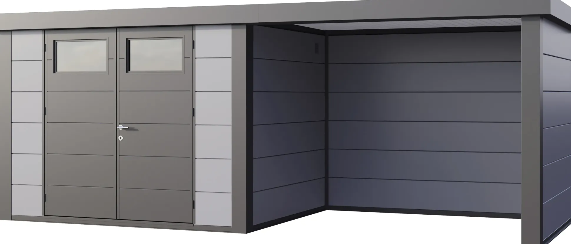 Telluria Gerätehaus Classico Lounge S 3024 rechts lichtgrau 582 x 238 cm