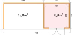 Telluria Gerätehaus Classico Lounge XL 3030 links granitgrau 762 x 298 cm