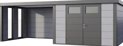 Telluria Gerätehaus Classico Lounge XL mit Fenstern 3330 links hellgrau 792 x 298 cm