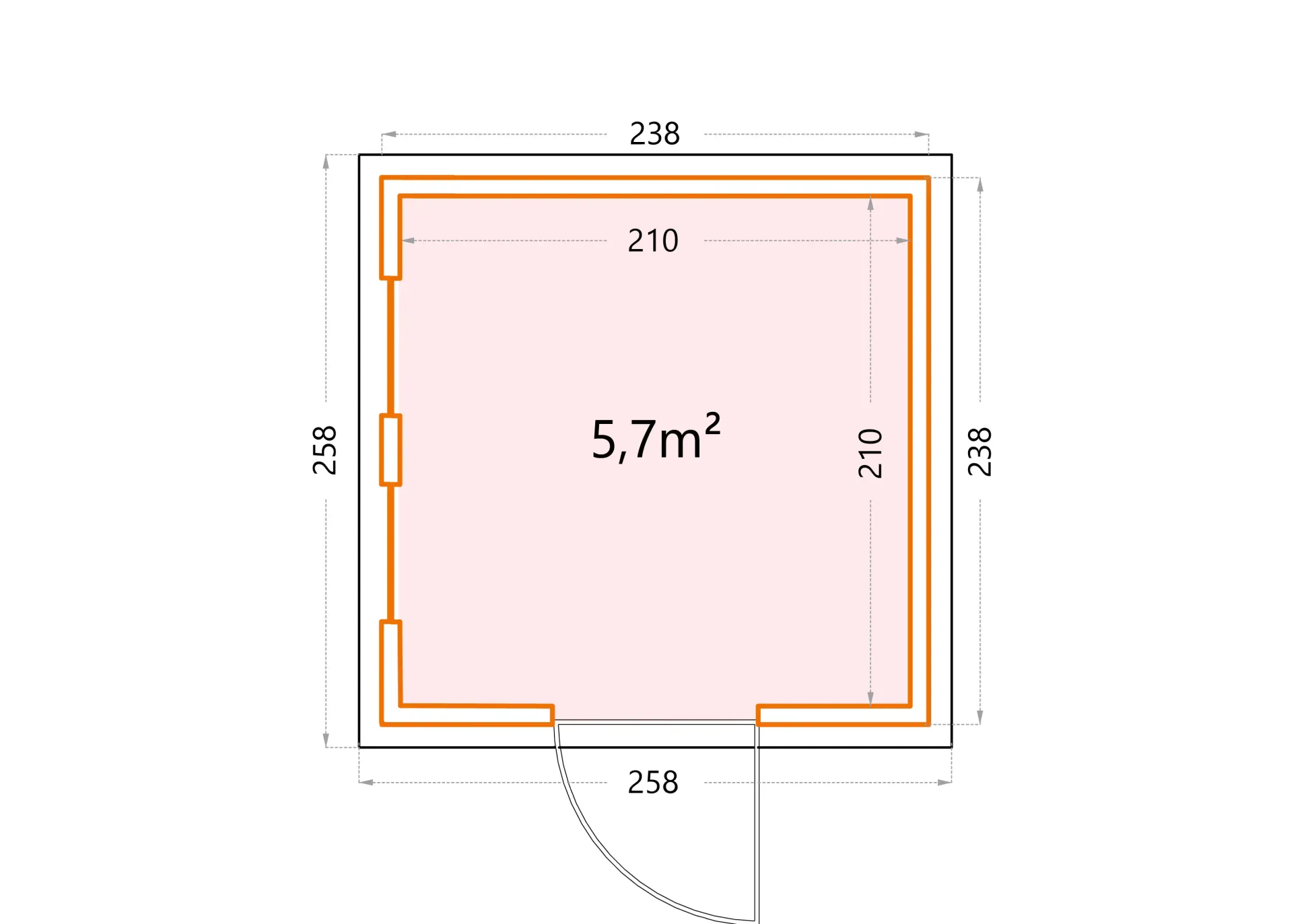 Telluria Gerätehaus Luminato 2424 EW weiß 238 x 238 cm