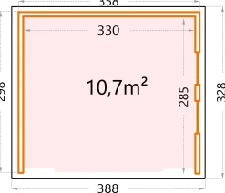 Telluria Pavillon Singolo 3630 mit Fenstern weiß 358 x 298 cm