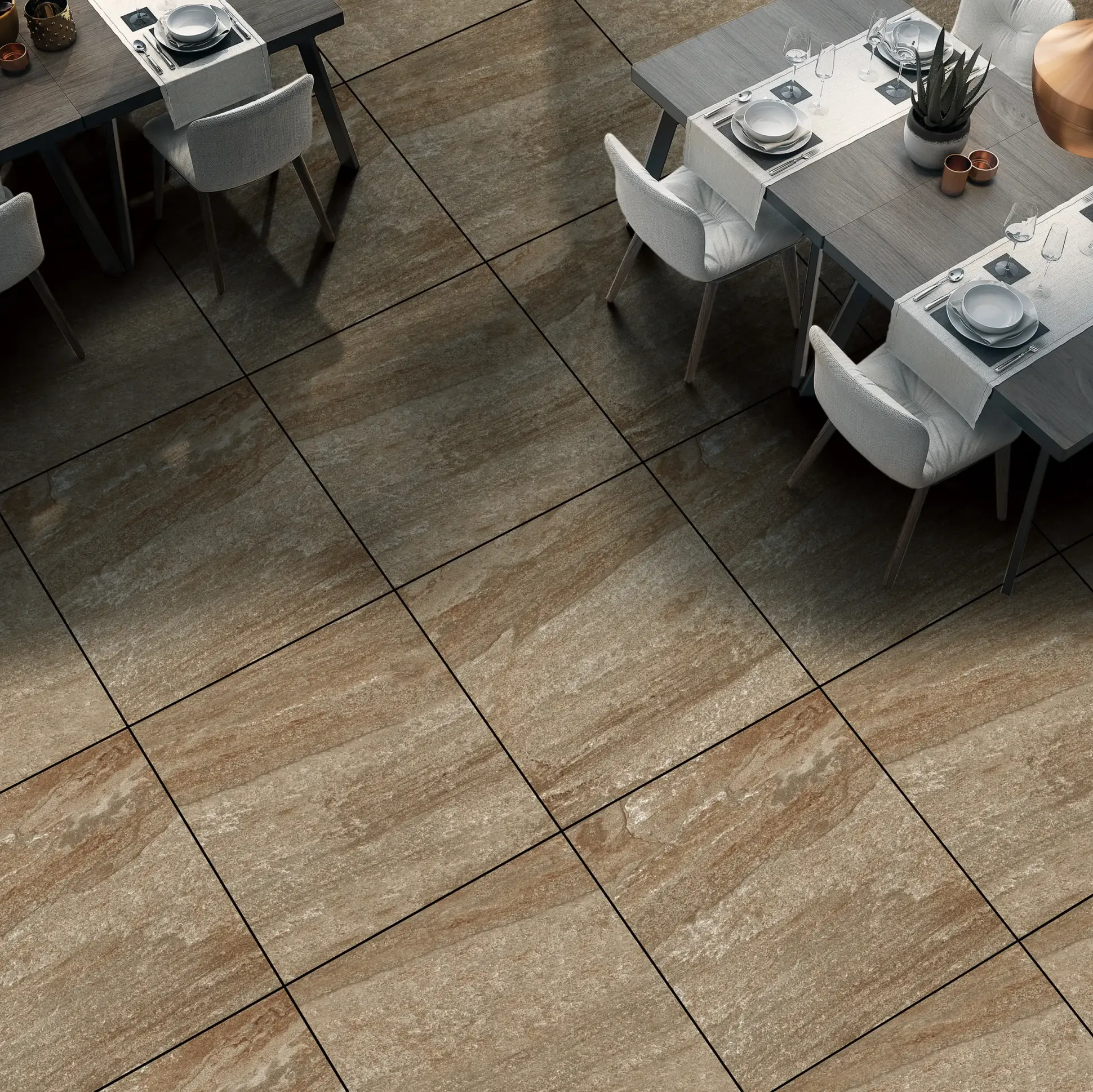 Terrassenplatte Feinsteinzeug Lava Copper 60 x 60 x 2 cm braun