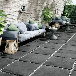 Terrassenplatte Feinsteinzeug Quarzo 60 x 60 x 2 cm anthrazit