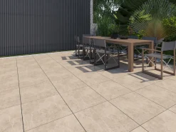 Terrassenplatte Feinsteinzeug Botticino 60 x 60 x 2 cm braun