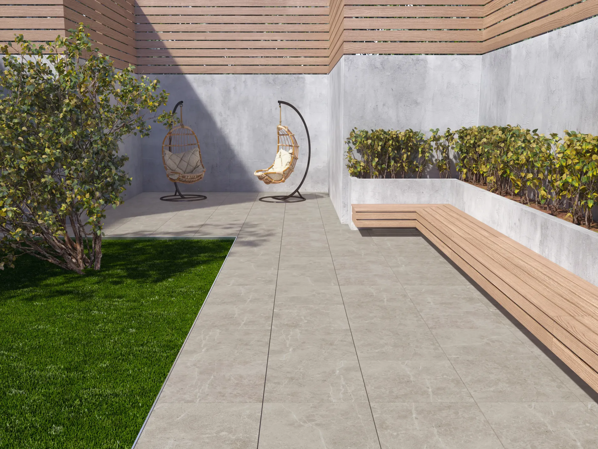 Terrassenplatte Feinsteinzeug Botticino 60 x 60 x 2 cm grau
