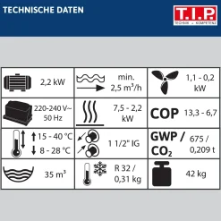 T.I.P. Schwimmbadwärmepumpe STEAM 35000 INV - B-Ware