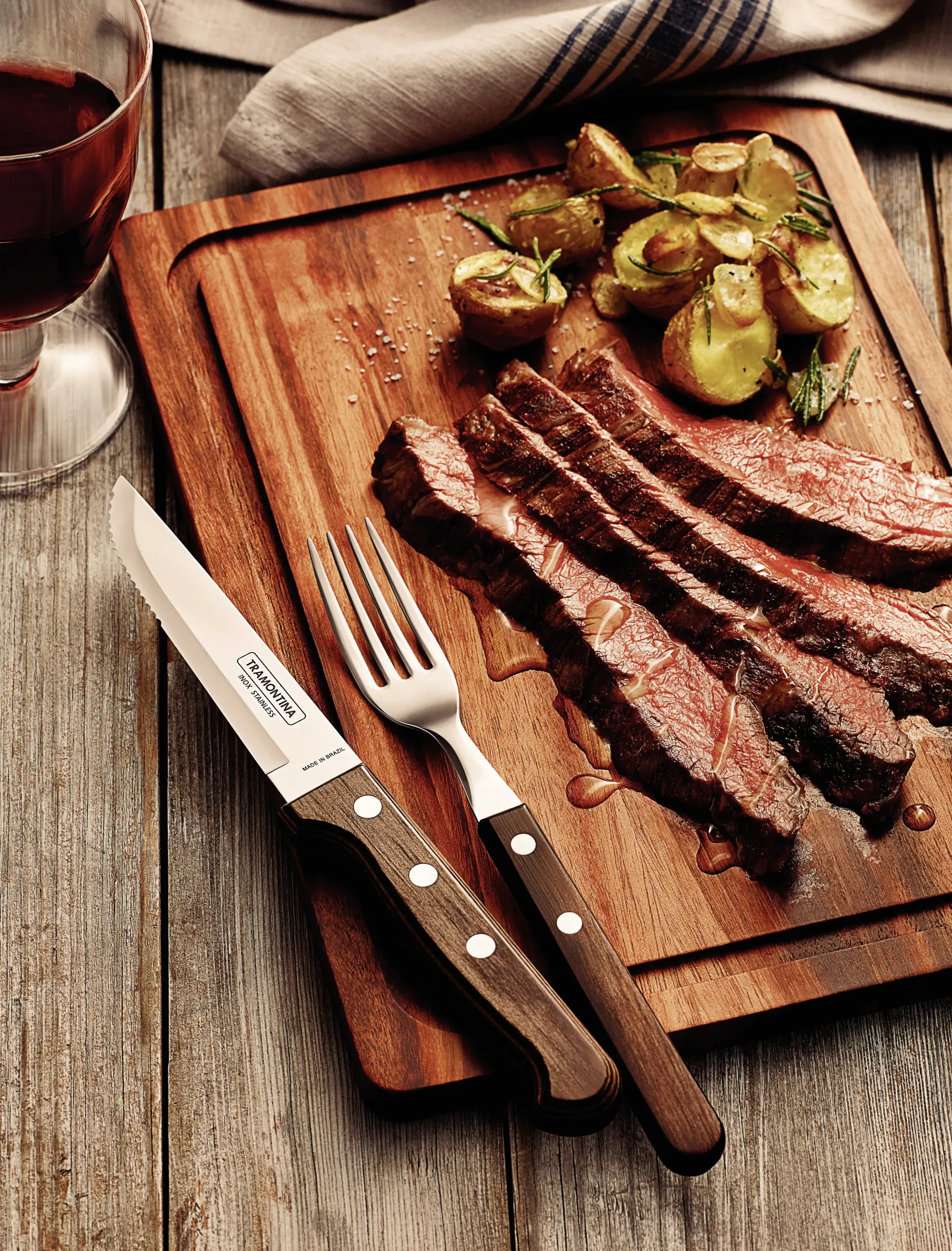 Tramontina Gaucho Steakmesser 24 cm Edelstahl mit Holzgriff