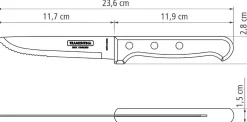 Tramontina Gaucho Steakmesser 24 cm Edelstahl mit Holzgriff