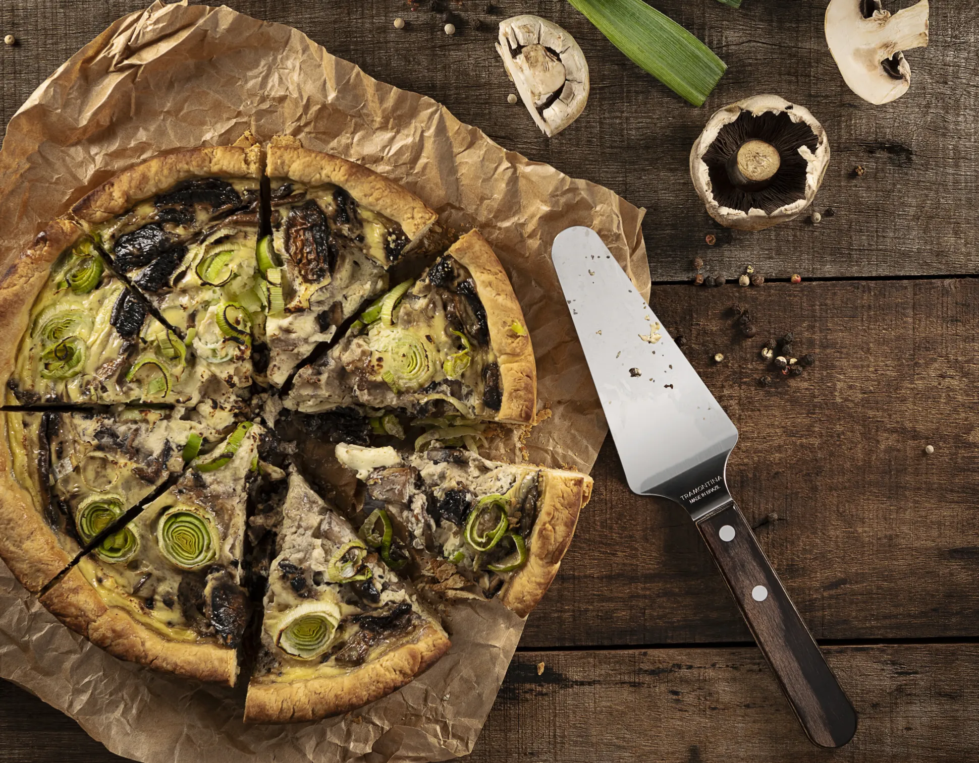 Tramontina Torten- Pizzaheber Landhaus mit Holzgriff