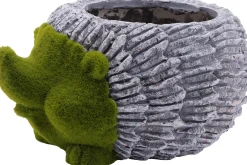 TrendLine Deko Pflanztopf Igel 32 x 24,5 x 16 cm grau grün