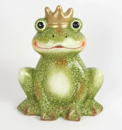 TrendLine Dekofigur Keramik Frosch mit Krone 22 x 12 x 18 cm grün