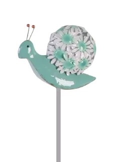 TrendLine Gartenstecker Schnecke Metall 113 x 17 cm türkis/weiß