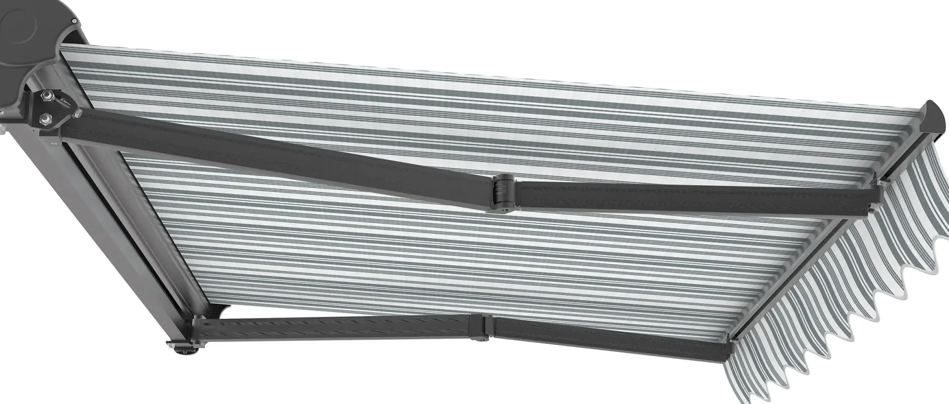 TrendLine Halbkassettenmarkise 4 x 3 m elektrisch grau-weiß gestreift